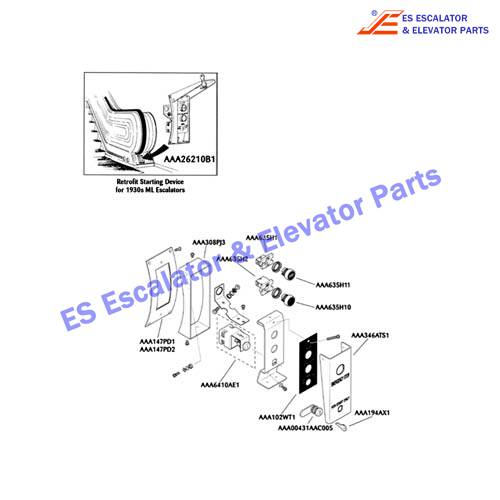 AAA26210B1 Escalator Keyswitches Parts Assembly, Retrofit Start/Stop Device, NYC Code Use For OTIS